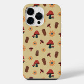 Vrolijke paddestoel Natuur Lover Pattern (Geel) iPhone Hoesje (Achterkant)