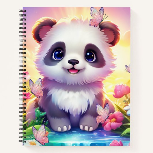 Vrolijke Panada, regenbogen, vlinders en bloemen Notitieboek (Voorkant)