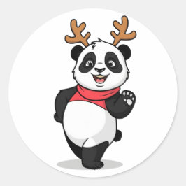 Vrolijke Panda Kerstmis Ronde Sticker