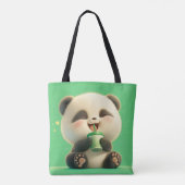 Vrolijke Panda nippen thee Tote Bag (Achterkant)