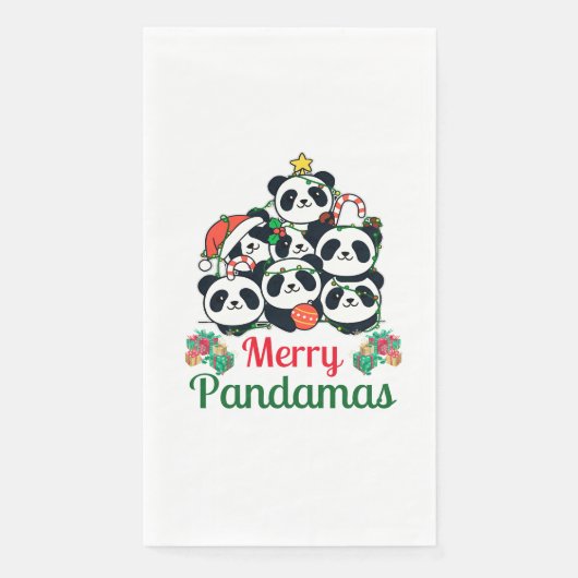 Vrolijke Pandamas Pun Panda Kerstmis Servet (Voorkant)