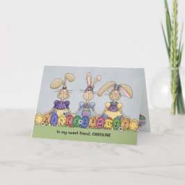 Vrolijke Pasen Bunnies & Eieren personaliseren Naa Kaart