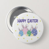 Vrolijke Pasen Button - Bunny Ear Eieren - Om het  (Voorkant /achterkant)