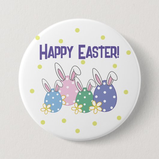 Vrolijke Pasen Button - Bunny Ear Eieren - Om het  (Voorkant)