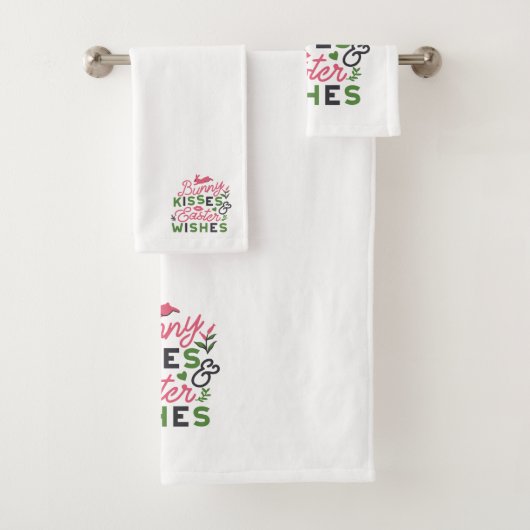 Vrolijke Pasen Typografie - Bunny Kisses Bad Handdoek (Insitu)