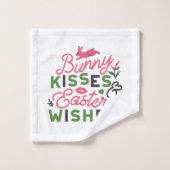 Vrolijke Pasen Typografie - Bunny Kisses Bad Handdoek (Wasdoekje)