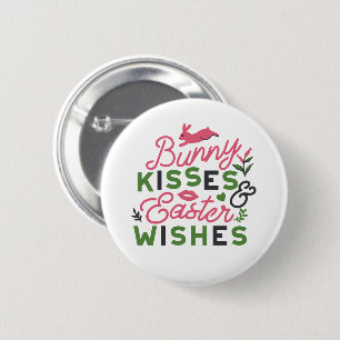 Vrolijke Pasen Typografie - Bunny Kisses Ronde Button 5,7 Cm