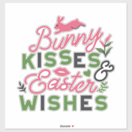 Vrolijke Pasen Typografie - Bunny Kisses Sticker