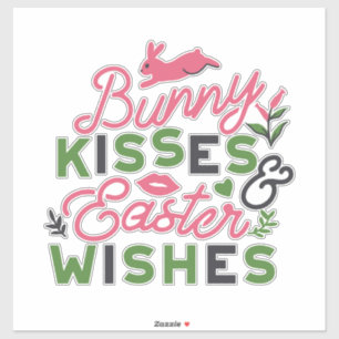 Vrolijke Pasen Typografie - Bunny Kisses Sticker