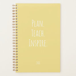 Vrolijke Pastel Gele Motiverende Schrift Lerares Planner
