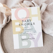 Vrolijke Pastel Oh Baby Neutral Baby shower Kaart
