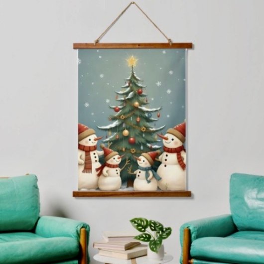 Vrolijke Patchwork Kerst Teddybeer Hangend Wandkleed
