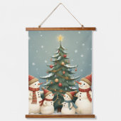 Vrolijke Patchwork Kerst Teddybeer Hangend Wandkleed (Voorkant)