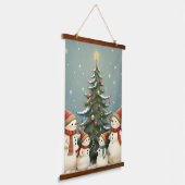 Vrolijke Patchwork Kerst Teddybeer Hangend Wandkleed (Gebogen)