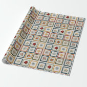 Vrolijke patchwork van kerstelementen cadeaupapier (Uitgerold)