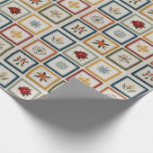 Vrolijke patchwork van kerstelementen cadeaupapier (Hoek)
