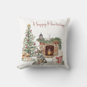 Vrolijke Pawlidays Hond Design- Husky Kussen
