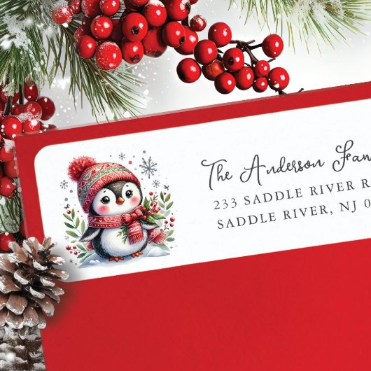 Vrolijke Penguin Retour Adres Etiket