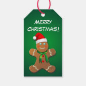 Vrolijke peperkoek man met kerstmuts cadeaulabel (Voorkant)