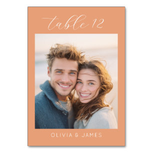 Vrolijke Perzik Minimalistische Foto Kaart