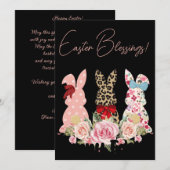 Vrolijke Perzik Paashaas Waterverf Schilderen Ho Feestdagenkaart (Voorkant / Achterkant)