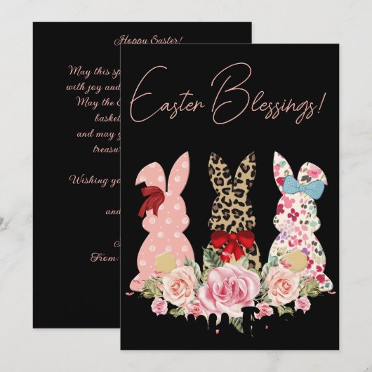 Vrolijke Perzik Paashaas Waterverf Schilderen Ho Feestdagenkaart (Voorkant / Achterkant)