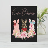 Vrolijke Perzik Paashaas Waterverf Schilderen Ho Feestdagenkaart (Staand voorkant)