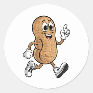 Vrolijke Pinda Mascot Cartoon met Schoenen Handsch Ronde Sticker