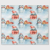 Vrolijke pinguïn cadeauverpakking cadeaupapier (Vlak)