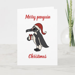 Vrolijke pinguïn Kerstmis Feestdagen Kaart