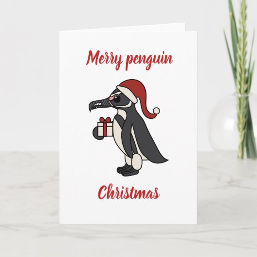 Vrolijke pinguïn Kerstmis Feestdagen Kaart (Voorkant)
