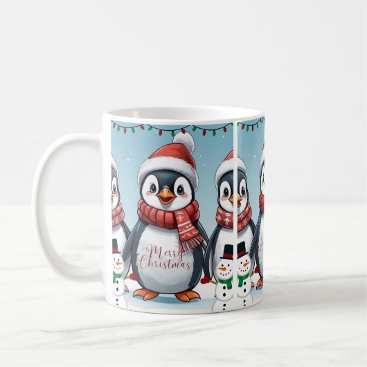 Vrolijke pinguïn Kerstmis Koffiemok (Links)