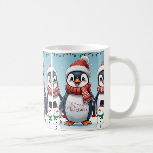 Vrolijke pinguïn Kerstmis Koffiemok (Rechts)