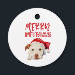 Vrolijke Pitmas Schattige Santa Dog Christmas Bedankjes Labels<br><div class="desc">Schattigee kerst gunstag voor pitbull hondenliefhebbers met een waterverf afbeelding van een witte Amerikaanse pitbull terrier puppy met een rode kerstmuts. De grappige typografische tekst hierboven zegt "Merry PITMAS."</div>