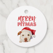 Vrolijke Pitmas Schattige Santa Dog Christmas Bedankjes Labels (Voorkant)
