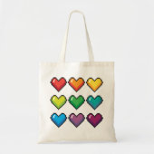 Vrolijke Pixel Hearts in Rainbow Pattern Canvas ta Tote Bag (Voorkant)