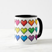 Vrolijke Pixel Hearts in Rainbow Pattern Mok (Voorkant rechts)