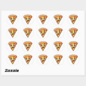 Vrolijke Pizza Slice Karakter Ronde Sticker (Vel)