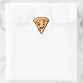 Vrolijke Pizza Slice Karakter Ronde Sticker (Tas)