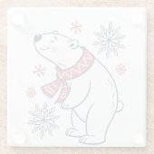 Vrolijke Polar Beer Winter Holiday Design Glazen Onderzetter (Achterkant)