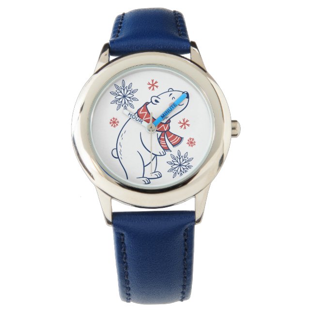 Vrolijke Polar Beer Winter Holiday Design Horloge (Voorkant)