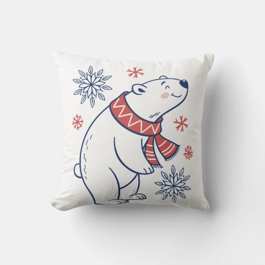 Vrolijke Polar Beer Winter Holiday Design Kussen (Voorkant)