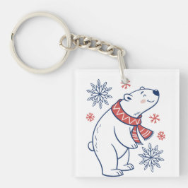 Vrolijke Polar Beer Winter Holiday Design Sleutelhanger
