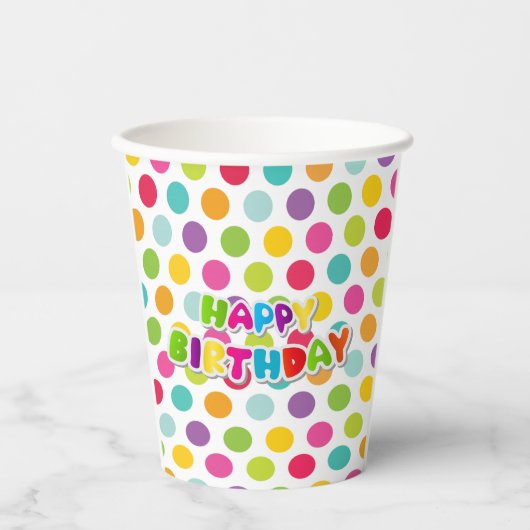 Vrolijke Polka Dot Party Cups Papieren Bekers (Voorkant)