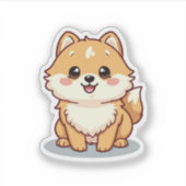 Vrolijke Pomeranian, Bubbly Kawaii charme, klein Sticker (Voorkant)