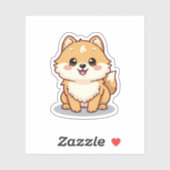 Vrolijke Pomeranian, Bubbly Kawaii charme, klein Sticker (Vel)