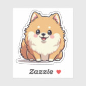 Vrolijke Pomeranian, Kawaii Fluff, Small Sticker (Vel)