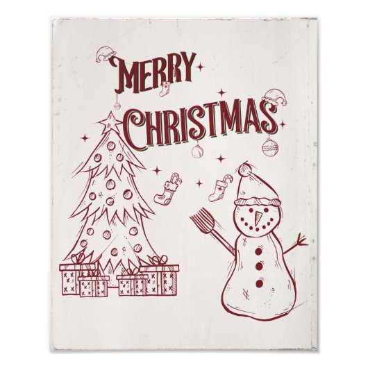Vrolijke Prettig Kerstfeest Foto Afdruk (Voorkant)