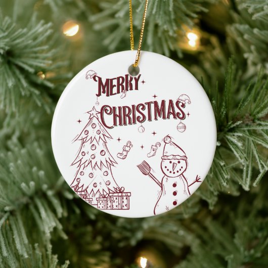 Vrolijke Prettig Kerstfeest Keramisch Ornament (Boom)