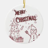 Vrolijke Prettig Kerstfeest Keramisch Ornament (Voorkant)